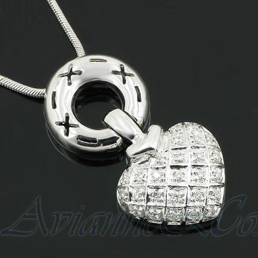 White 14K White Solid Gold Womens Diamond Heart Pendant 0.26 Ctw
